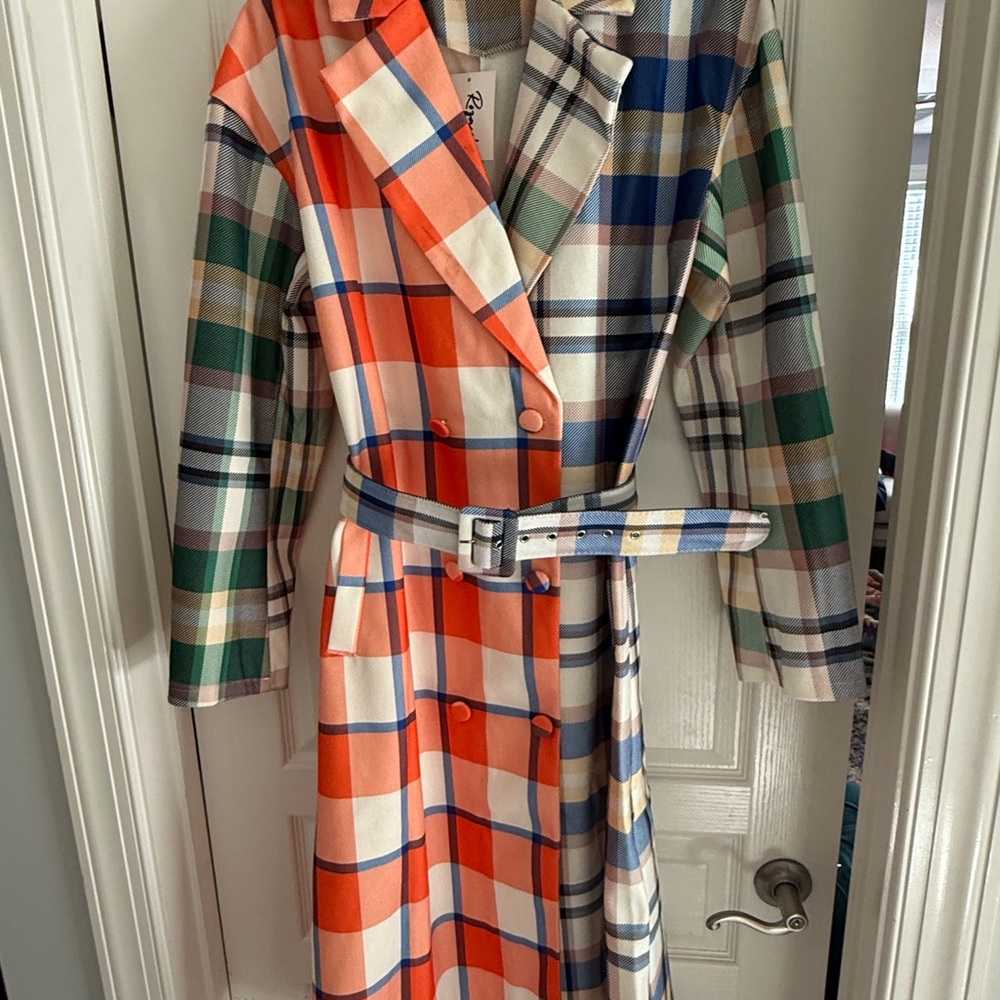 New Colorful lightweight Plaid Trench Coat jacket